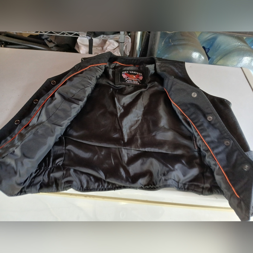 Just Leathers San Jose Womans Leather Vest Blk/Large - Picture 4 of 5